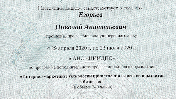 НИИ ДПО: диплом Интернет-маркетолог
