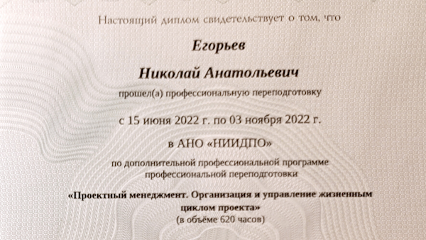 НИИ ДПО: Диплом Проектный менеджмент